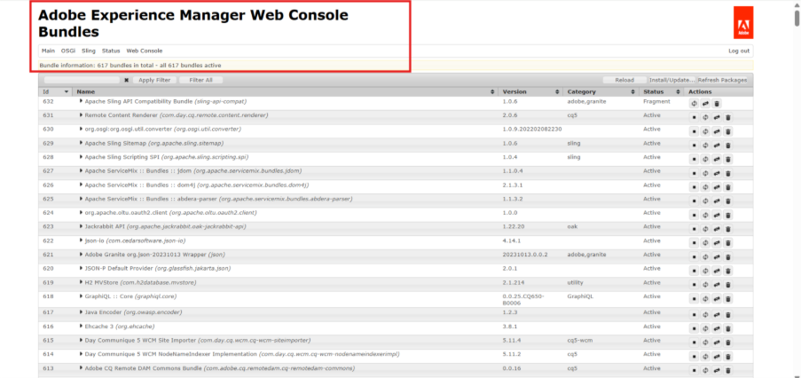 web console bundles
