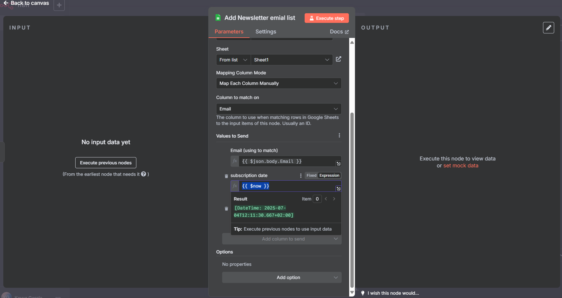 N8NGooglesheetAppendorUpdateRow