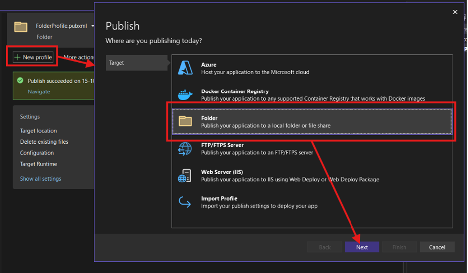 select folder publish