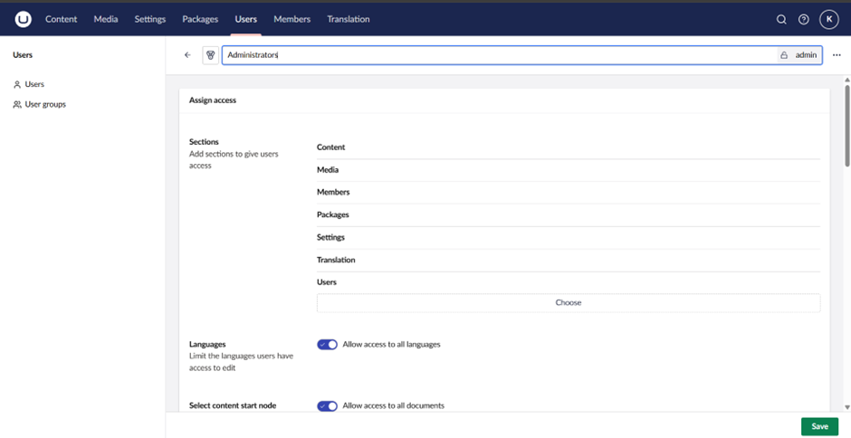 Umbraco Section Setting